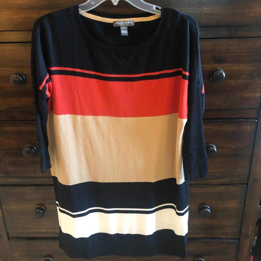 Pea in the Pod Maternity Sweater Tunic Black Red Ivory Camel Small